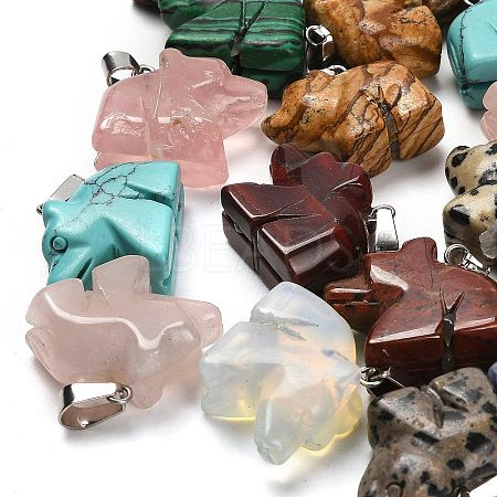 Natural & Synthetic Mixed Gemstone Pendants G-B127-02P-1