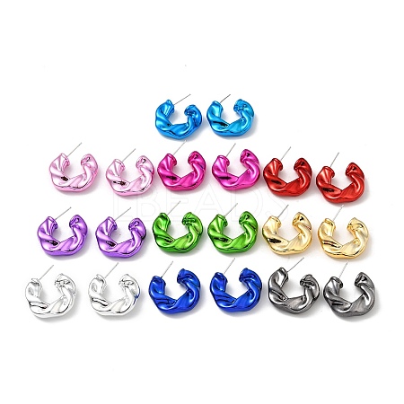 Twist Ring Acrylic Stud Earrings EJEW-P251-16-1