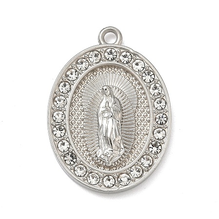 304 Stainless Steel & Rhinestone Pendants STAS-G371-09E-01P-1