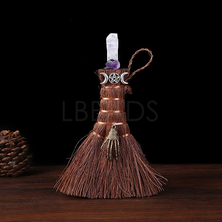 Natural Quartz Crystal Witch Brooms Pendant Decorations PW-WG0D0C3-06-1