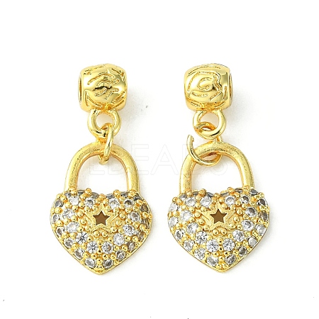 Rack Plating Eco-Friendly Brass Micro Pave Clear Cubic Zirconia European Dangle Charms KK-K330-46G-1