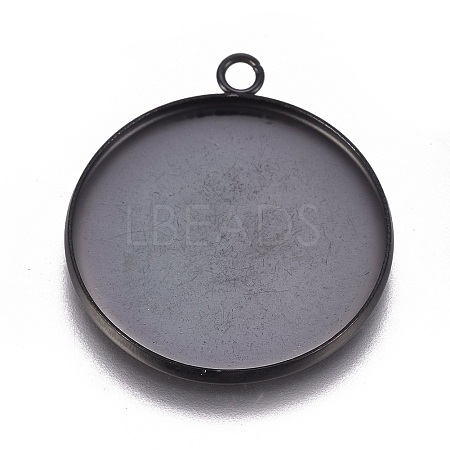 304 Stainless Steel Pendant Cabochon Settings STAS-G127-13-25mm-B-1