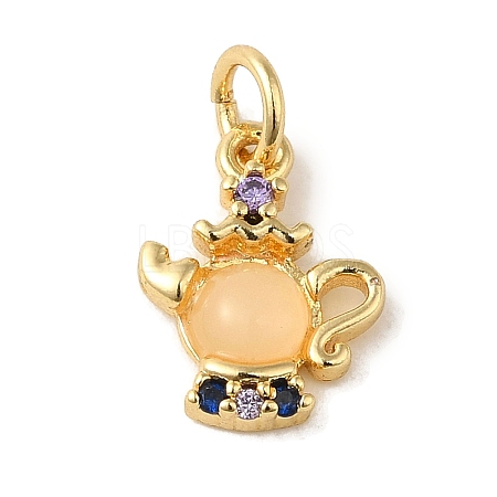 Brass Micro Pave Colorful Cubic Zirconia Glass Pendants KK-R162-026A-G-1