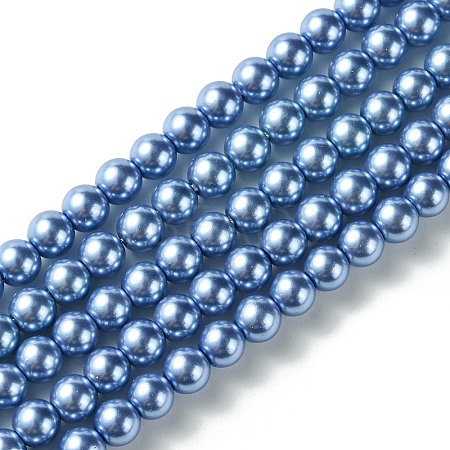 Eco-Friendly Dyed Glass Pearl Round Bead Strands X-HY-A008-6mm-RB015-1