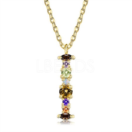 Brass Micro Pave Cubic Zirconia Pendant Necklaces NJEW-BB67040-I-1