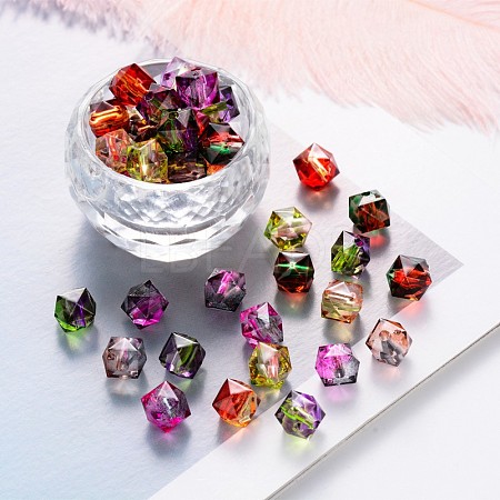 Two Tone Transparent Spray Painted Acrylic Beads ACRP-T005-26-M-1