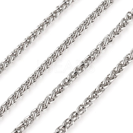 Non-Tarnish 3.28 Feet 304 Stainless Steel Wheat Chains X-STAS-O076-07-1
