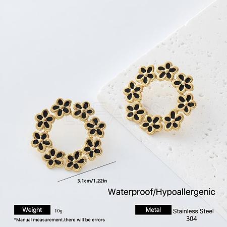 304 Stainless Steel Enamel Stud Earrings for Women JJ0945-1-1