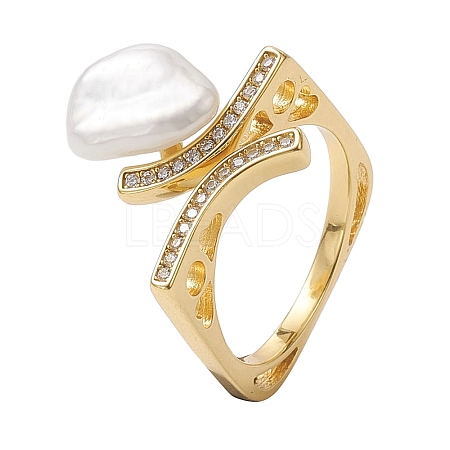 Natural Pearl Finger Rings RJEW-P113-05G-1