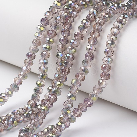Electroplate Transparent Glass Beads Strands X-EGLA-A034-T4mm-S19-1