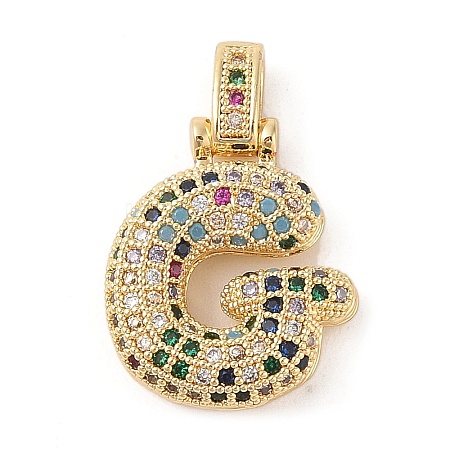 Brass Micro Pave Cubic Zirconia Pendants ZIRC-P121-01G-G-1