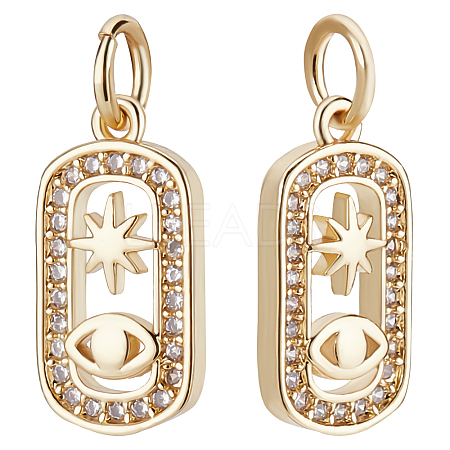 10Pcs Brass Micro Pave Clear Cubic Zirconia Charms ZIRC-BBC0001-25-1