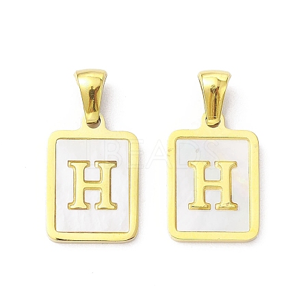 Ion Plating(IP) 304 Stainless Steel Pave Shell Pendants X-STAS-G327-01G-H-1