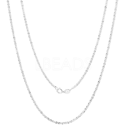 Rhodium Plated 925 Sterling Silver Thin Dainty Link Chain Necklace for Women Men JN1096B-02-1