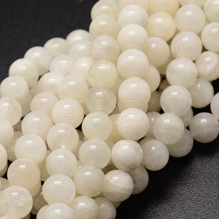 Natural White Moonstone Round Beads Strands X-G-E329-4-4.5mm-49-1