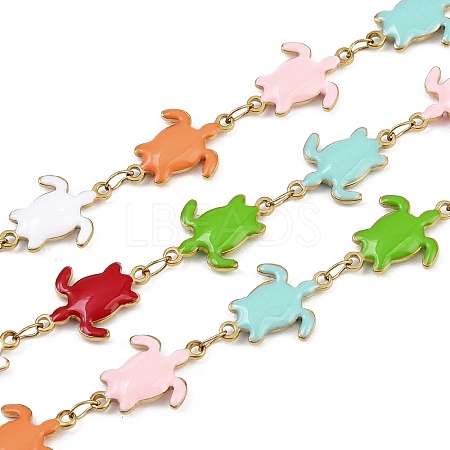 304 Stainless Steel Enamel Turtle Link Chains CHS-F023-01F-G-1