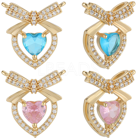 8Pcs 2 Colors Brass Micro Pave Cubic Zirconia Pendants KK-BBC0019-71-1