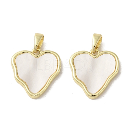 Brass Pave Shell Pendants KK-I708-13F-G-1