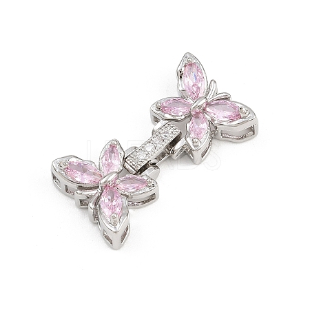 Brass Micro Pave Cubic Zirconia Fold Over Clasps KK-C075-42P-1