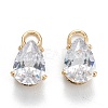 Brass Clear Cubic Zirconia Charms ZIRC-G170-13G-3