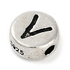 925 Sterling Silver Flat Round with Letter Beads LS-STER-G044-01AS-V-2