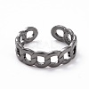 Curb Chain Shape & Wire Wrap Cuff Rings Set RJEW-D116-05B-3