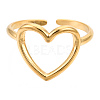 Ion Plating(IP) 304 Stainless Steel Hollow Heart Cuff Rings RJEW-N038-122LG-3