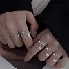 Anti-Tarnish Rhodium Plated 925 Sterling Silver Initial Letter Open Cuff Ring JR852C-3