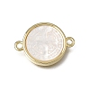 Natural White Shell Brass Flat Round Links Connector Charms KK-C262-03B-02G-1