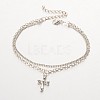 Cross CCB Plastic Charm Multi-strand Anklets AJEW-AN00092-03-1