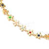 Brass Enamel Flower Link Chain Necklaces NJEW-JN03146-2