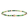 Bohemian Glass Seed Bead & Brass Beads Stretch Bracelets for Women DR1565-12-1