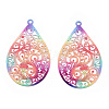 Spray Painted 430 Stainless Steel Filigree Big Pendants STAS-TAC0004-052H-3