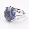 Adjustable Natural Sodalite Finger Rings RJEW-F075-01D-2