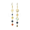 Chakra Theme Natural & Synthetic Mixed Gemstone Beads Dangle Earrings EJEW-TA00382-1