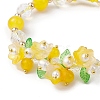 Flower Glass & Acrylic Braided Bead Adjustable Bracelets for Women BJEW-JB10446-04-3