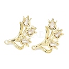 Brass Micro Pave Clear Cubic Zirconia Stud Earring Findings KK-Z106-02G-09-1