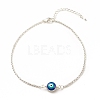 Enamel Evil Eye Link Anklet with 304 Stainless Steel Rolo Chains for Women AJEW-AN00495-1