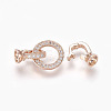 Brass Micro Pave Cubic Zirconia Fold Over Clasps KK-P164-14RG-3