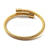 Ion Plating(IP) 304 Stainless Steel Twist Rope Cuff Bangle with 202 Beaded for Women BJEW-Q767-03G-2