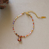 Brass Enamel Chick Charm Cubic Zirconia Beaded Bracelets for Women WGAF5A7-02-1