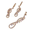 Golden Plated Brass Rhinestone Dangle Earrings & Pendant Sets SJEW-L191-01B-2