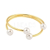 Rack Plating Brass & Round ABS Plastic Imitation Pearl Bangles BJEW-Q347-02G-2