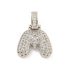 Brass Micro Pave Clear Cubic Zirconia Pendants KK-B099-01P-M-1