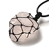 Irregular Nuggets Natural Rose Quartz Pendant Necklace G-H286-02B-3