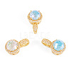 3Pcs 3 Colors Brass Micro Pave Cubic Zirconia Pendants KK-TA0008-25-3