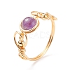 Natural Amethyst Braided Finger Ring RJEW-TA00042-02-4