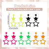 ANATTASOUL 5 Pairs 5 Colors Hollow Star Acrylic Dangle Stud Earrings for Woman EJEW-AN0004-10-2