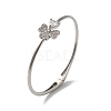 Rack Plating Brass Pave Clear Cubic Zirconia Clover & Heart Hinged Bangles BJEW-H616-01P-1