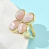 Natural Cherry Blossom Agate Faceted Adjustable Finger Rings for Women RJEW-A092-01G-14-3